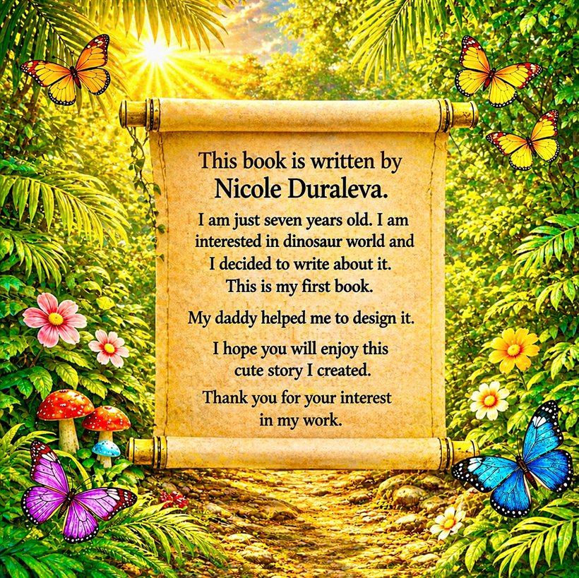 A scroll on which Nicole introduces herself and explains that this is her first book.